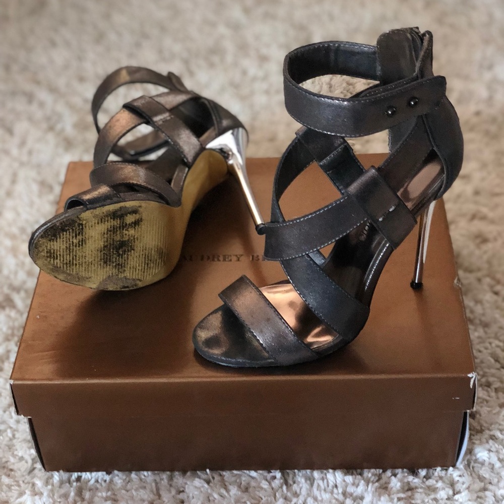 Pewter and silver heels size 6.5